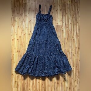 J. Crew Tiered midi dress with convertible straps in dot